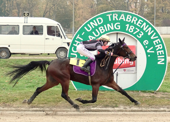 Unter anderem ist die deutsche Trabreit-Championesse Ronja Walter – hier bei einem Trabreit-Sieg mit Django – kommenden Donnerstag zu Gast auf der Gäubodenbahn. (Foto: Wilfried Schaffrath)